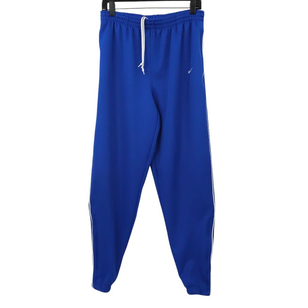 Nike Team Track Wind Pants Mens L Zipper Legs Elastic Drawstring Waist Blue